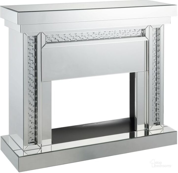 The appearance of Nysa Mirrored and Faux Crystals 42" Fireplace designed by ACME in the glam interior design. This silver piece of furniture  was selected by 1StopBedrooms from Nysa Collection to add a touch of cosiness and style into your home. Sku: 90272. Material: Wood. Product Type: Fireplace. Image1