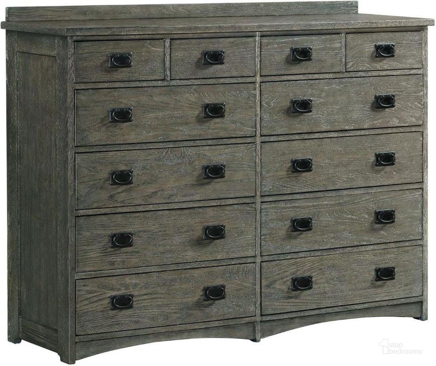 The appearance of Oak Park Brushed Pewter 12 Drawer Dresser designed by Intercon in the transitional interior design. This gray piece of furniture  was selected by 1StopBedrooms from Oak Park Collection to add a touch of cosiness and style into your home. Sku: OP-BR-5812-PEW-C. Product Type: Dresser. Image1