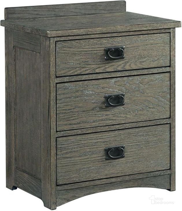 The appearance of Oak Park Brushed Pewter 3 Drawer Nightstand designed by Intercon in the transitional interior design. This gray piece of furniture  was selected by 1StopBedrooms from Oak Park Collection to add a touch of cosiness and style into your home. Sku: OP-BR-5803-PEW-C. Product Type: Nightstand. Image1