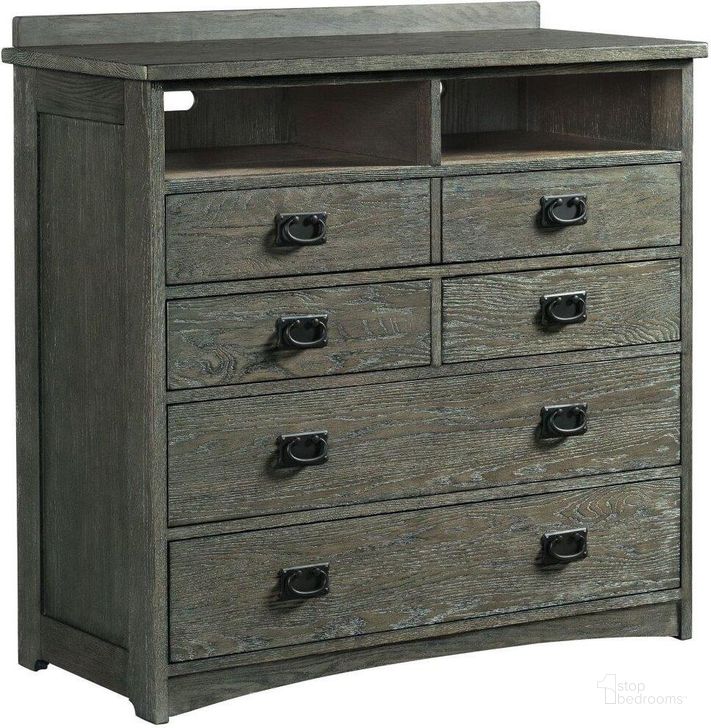 The appearance of Oak Park Brushed Pewter 5 Drawer Media Chest designed by Intercon in the transitional interior design. This gray piece of furniture  was selected by 1StopBedrooms from Oak Park Collection to add a touch of cosiness and style into your home. Sku: OP-BR-5806MC-PEW-C. Product Type: Media Chest. Image1