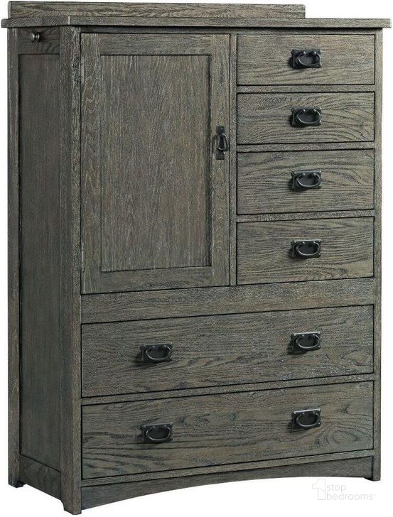 The appearance of Oak Park Brushed Pewter 6 Drawer Chest With Door designed by Intercon in the transitional interior design. This gray piece of furniture  was selected by 1StopBedrooms from Oak Park Collection to add a touch of cosiness and style into your home. Sku: OP-BR-5806D-PEW-C. Product Type: Chest. Image1
