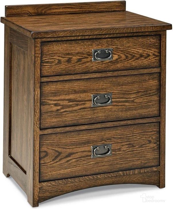 The appearance of Oak Park Mission 3 Drawer Nightstand designed by Intercon in the transitional interior design. This brown piece of furniture  was selected by 1StopBedrooms from Oak Park Collection to add a touch of cosiness and style into your home. Sku: OP-BR-5803-MIS-C. Product Type: Nightstand. Image1
