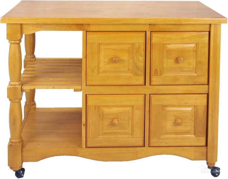 The appearance of Oak Selections Light Oak Regal Kitchen Cart designed by Sunset Trading in the traditional interior design. This light oak piece of furniture  was selected by 1StopBedrooms from Oak Selections Collection to add a touch of cosiness and style into your home. Sku: DCY-CRT-03-LO. Material: Wood. Product Type: Kitchen Cart. Image1