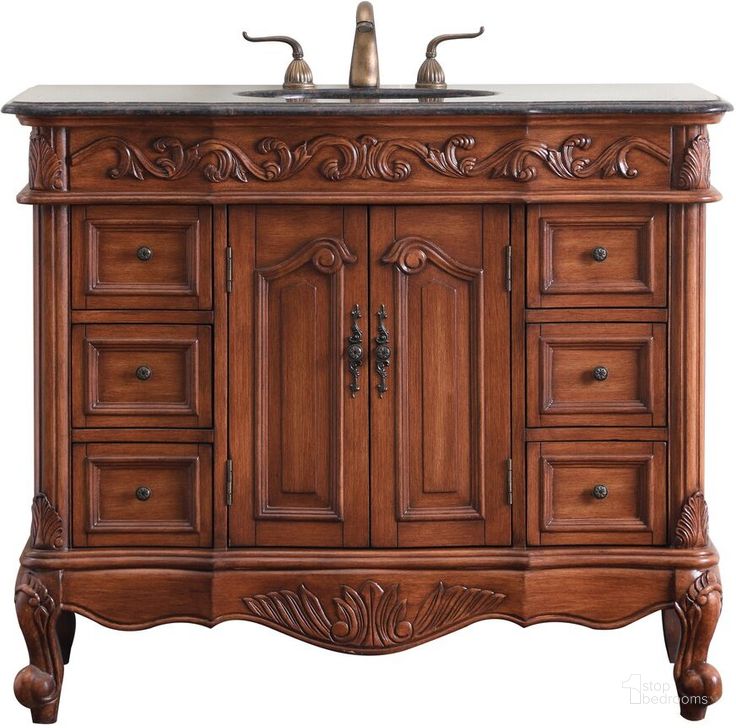 The appearance of Oakland 42 Inch Single Bathroom Vanity Set In Teak designed by Elegant Lighting in the traditional interior design. This teak piece of furniture  was selected by 1StopBedrooms from Oakland Collection to add a touch of cosiness and style into your home. Sku: VF38842TK. Product Type: Bathroom Vanity. Image1