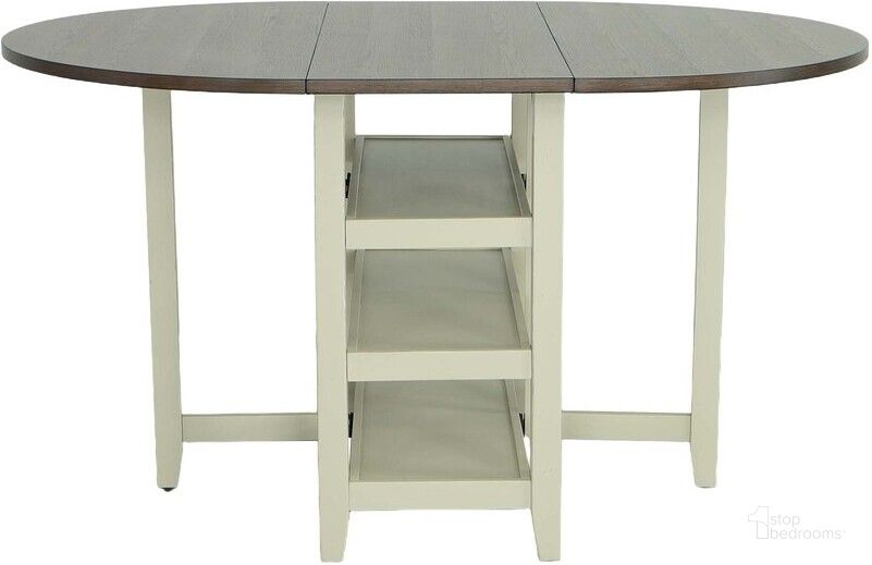 The appearance of Oakwood Village Gate-Leg Counter Table In Canvas designed by Progressive Furniture in the transitional interior design. This canvas piece of furniture  was selected by 1StopBedrooms from Oakwood Village Collection to add a touch of cosiness and style into your home. Sku: D858-12. Product Type: Counter Height Table. Material: Rubberwood. Size: 65". Image1