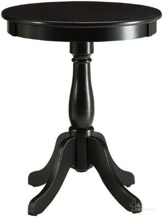 The appearance of Obanville Black Side Table designed by Windsor Home in the traditional interior design. This black piece of furniture  was selected by 1StopBedrooms from Obanville Collection to add a touch of cosiness and style into your home. Sku: 82808. Table Top Shape: Round. Material: Wood. Product Type: Side Table. Image1