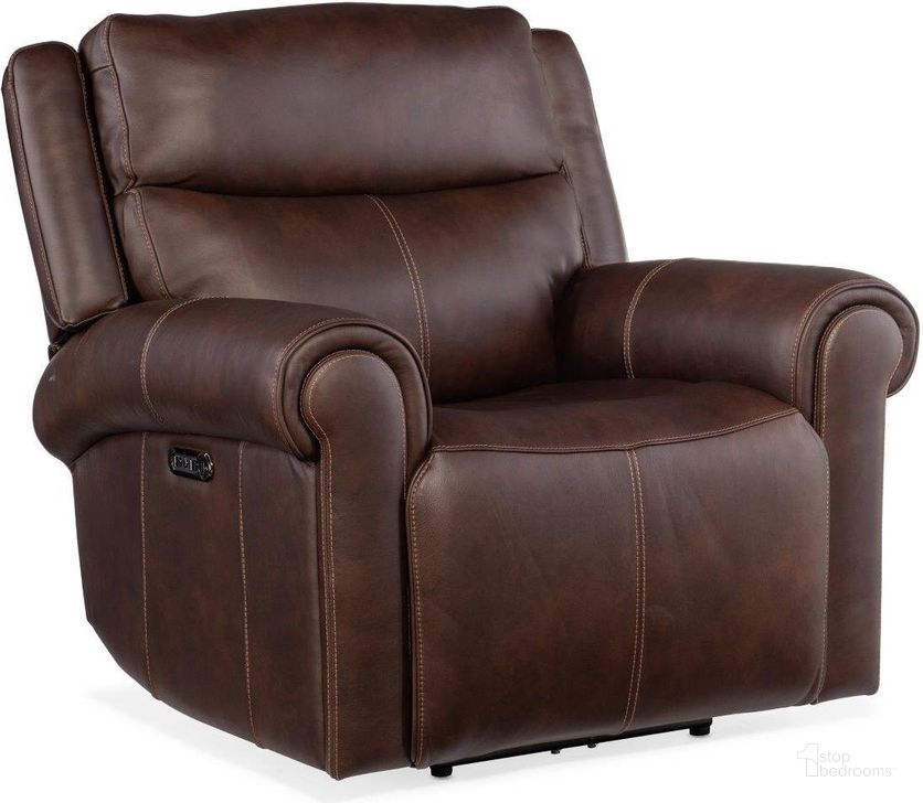 The appearance of Oberon Zero Gravity Recliner With Power Headrest SS103-PHZ1-087 designed by Hooker in the transitional interior design. This brown piece of furniture  was selected by 1StopBedrooms from Oberon Collection to add a touch of cosiness and style into your home. Sku: SS103-PHZ1-087. Material: Leather. Product Type: Recliner. Image1