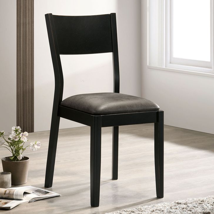 The appearance of Oberwil Side Chair Set of 2 In Black and Gray designed by Furniture of America in the transitional interior design. This black and gray piece of furniture  was selected by 1StopBedrooms from Oberwil Collection to add a touch of cosiness and style into your home. Sku: CM3548GY-SC-2PK. Material: Wood. Product Type: Side Chair. Image1