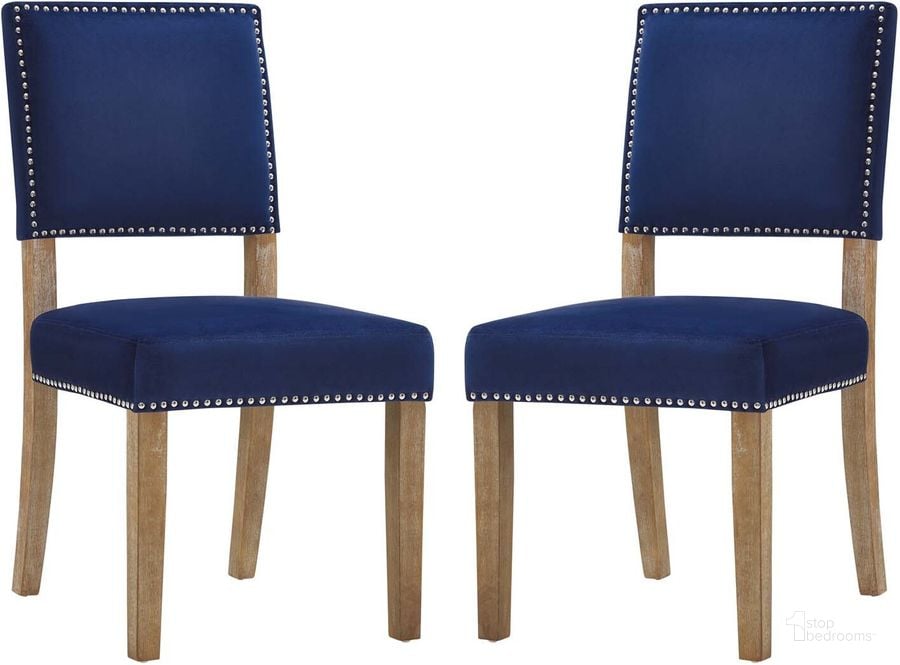 The appearance of Oblige Navy Dining Chair Wood Set of 2 designed by Modway in the modern / contemporary interior design. This navy piece of furniture  was selected by 1StopBedrooms from Oblige Collection to add a touch of cosiness and style into your home. Sku: EEI-3477-NAV. Material: Wood. Product Type: Dining Chair. Image1
