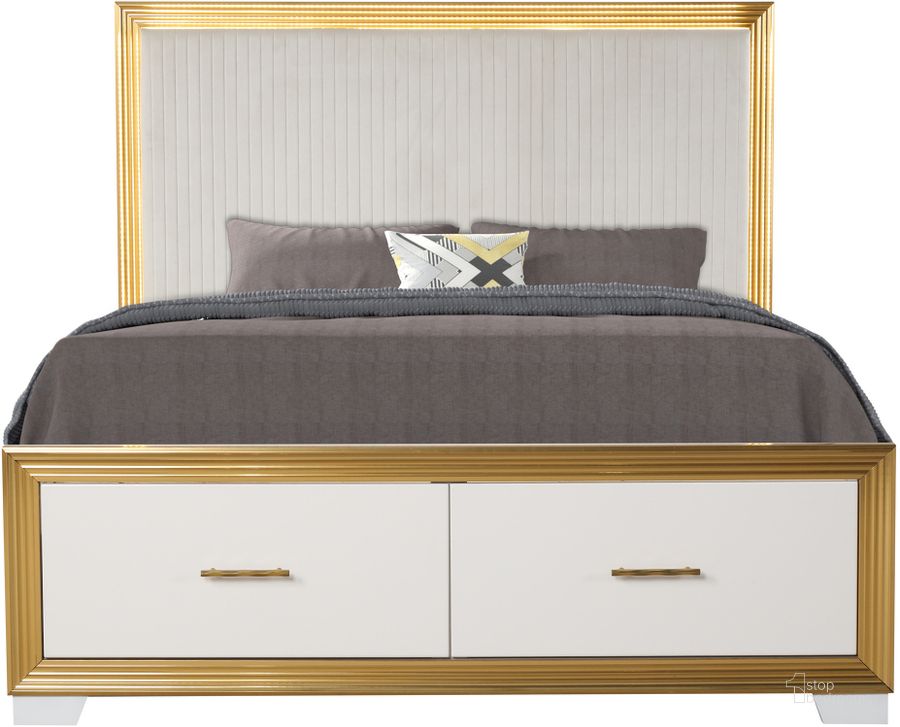 The appearance of Obsession King Tufted Bed Made with Wood In White designed by Galaxy Home Furnishings in the modern / contemporary interior design. This white piece of furniture  was selected by 1StopBedrooms from Obsession Collection to add a touch of cosiness and style into your home. Sku: 698781281673. Material: Wood. Product Type: Bed. Bed Size: King. Image1