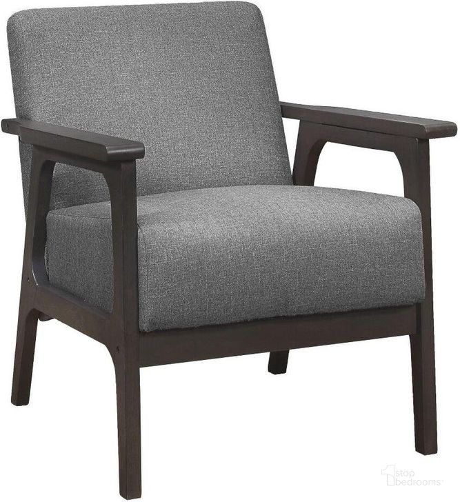 The appearance of Ocala Gray Accent Chair designed by Homelegance in the transitional interior design. This gray piece of furniture  was selected by 1StopBedrooms from Ocala Collection to add a touch of cosiness and style into your home. Sku: 1103GY-1. Product Type: Accent Chair. Material: Textured. Image1