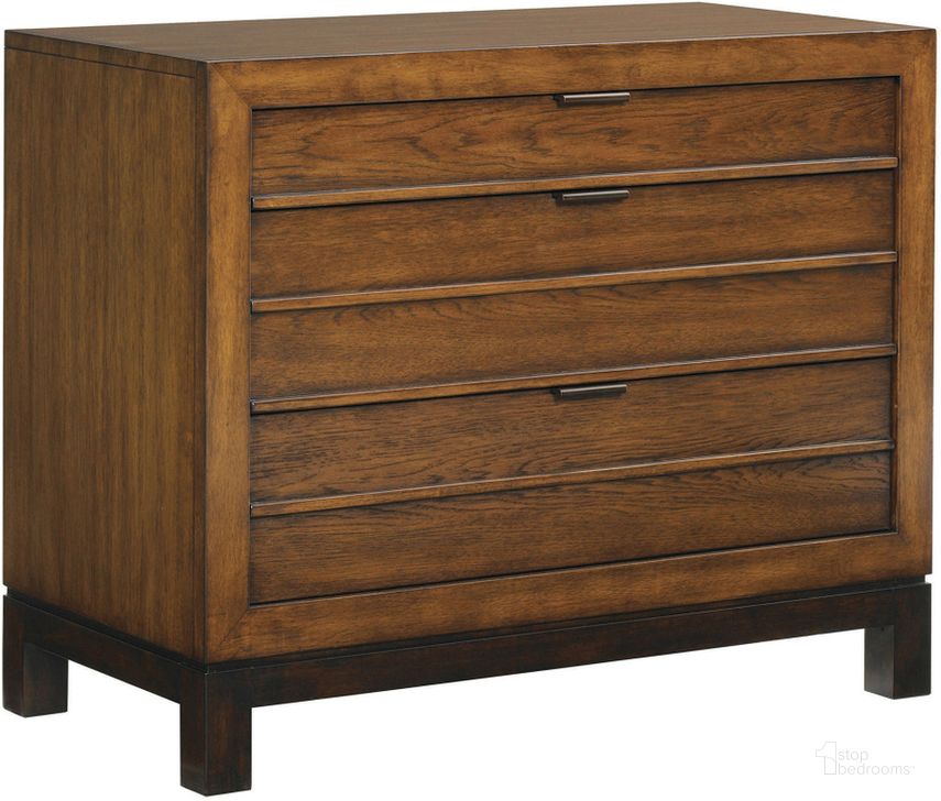 The appearance of Ocean Club Coral 3 Drawer Nightstand designed by Tommy Bahama in the transitional interior design. This brown piece of furniture  was selected by 1StopBedrooms from Ocean Club Collection to add a touch of cosiness and style into your home. Sku: 01-0536-621. Product Type: Nightstand. Material: Rattan. Image1