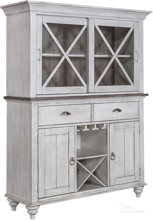 The appearance of Ocean Isle Hutch And Buffet In White designed by Liberty in the traditional interior design. This white piece of furniture  was selected by 1StopBedrooms from Ocean Isle Collection to add a touch of cosiness and style into your home. Sku: 303W-CB4866;303W-CH4866. Product Type: Buffet and Hutch. Material: Rubberwood. Image1