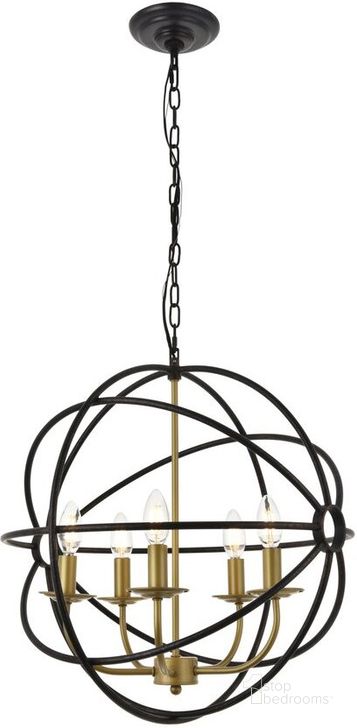 The appearance of Octavia 5 Light Brass And Dark Brown Pendant designed by Elegant Lighting in the transitional interior design. This brass piece of furniture  was selected by 1StopBedrooms from Octavia Collection to add a touch of cosiness and style into your home. Sku: LD4006D20BRD. Material: Metal. Product Type: Pendant Lighting. Image1