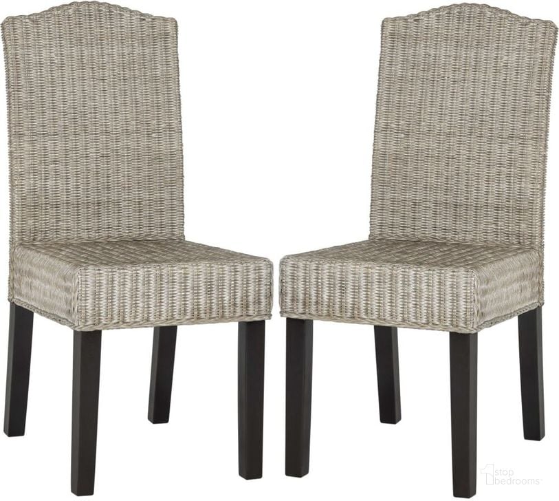 The appearance of Odette Antique Grey 19 Inch Wicker Dining Chair designed by Safavieh in the traditional interior design. This antique grey piece of furniture  was selected by 1StopBedrooms from Odette Collection to add a touch of cosiness and style into your home. Sku: SEA8015B-SET2. Product Type: Dining Chair. Material: Rattan. Image1