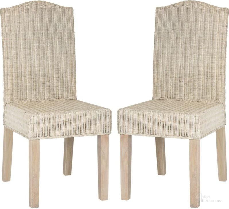 The appearance of Odette White Wash 19 Inch Wicker Dining Chair designed by Safavieh in the transitional interior design. This washed white piece of furniture  was selected by 1StopBedrooms from Odette Collection to add a touch of cosiness and style into your home. Sku: SEA8015D-SET2. Product Type: Dining Chair. Material: Rattan. Image1