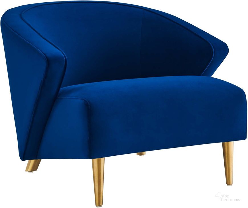 The appearance of Odyssey Performance Velvet Arm Chair In Navy designed by Modway in the modern / contemporary interior design. This navy piece of furniture  was selected by 1StopBedrooms from Odyssey Collection to add a touch of cosiness and style into your home. Sku: EEI-5038-NAV. Material: Wood. Product Type: Arm Chair. Image1
