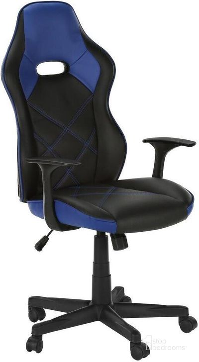 The appearance of Office Chair In Black And Blue Leatherinlook designed by Monarch Specialties in the modern / contemporary interior design. This black and blue piece of furniture  was selected by 1StopBedrooms from  to add a touch of cosiness and style into your home. Sku: I 7328. Product Type: Office Chair. Material: MDF. Image1