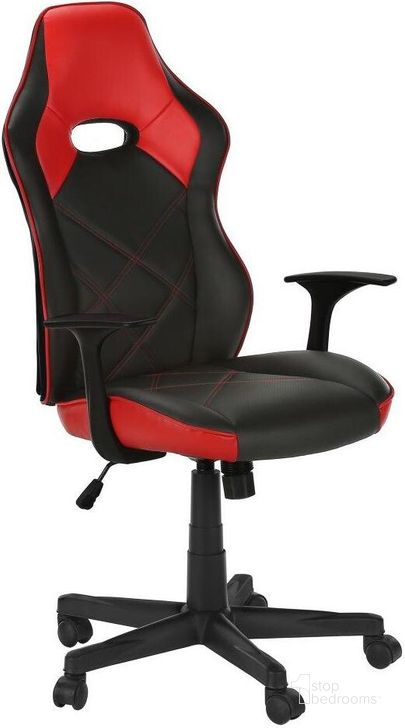 The appearance of Office Chair In Black And Red Leatherinlook designed by Monarch Specialties in the modern / contemporary interior design. This black and red piece of furniture  was selected by 1StopBedrooms from  to add a touch of cosiness and style into your home. Sku: I 7327. Product Type: Office Chair. Material: MDF. Image1