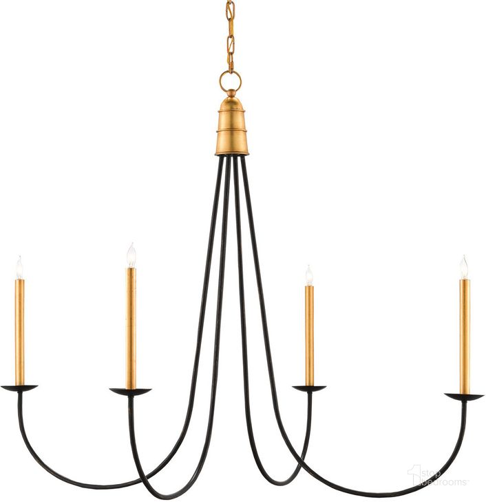 The appearance of Ogden Black Chandelier In Gold designed by Currey & Company in the modern / contemporary interior design. This gold piece of furniture  was selected by 1StopBedrooms from Ogden Collection to add a touch of cosiness and style into your home. Sku: 9000-0233. Material: Metal. Product Type: Chandelier. Image1