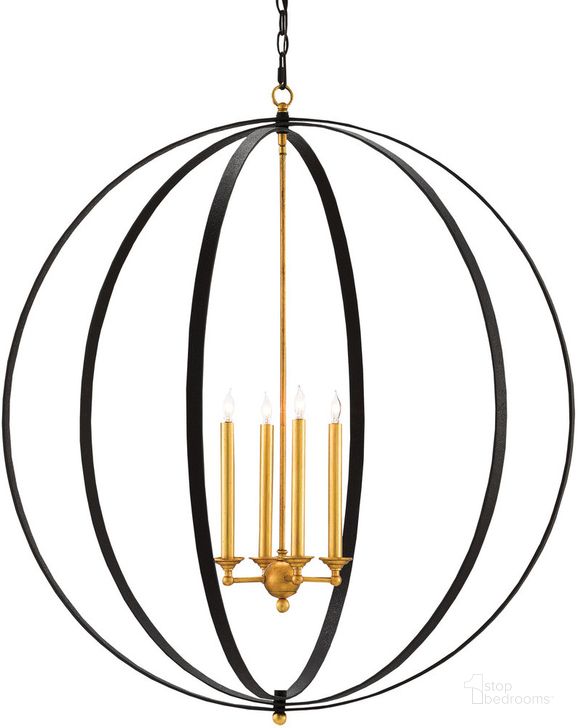 The appearance of Ogden Black Orb Chandelier In Gold designed by Currey & Company in the modern / contemporary interior design. This gold piece of furniture  was selected by 1StopBedrooms from Ogden Collection to add a touch of cosiness and style into your home. Sku: 9000-0238. Material: Metal. Product Type: Chandelier. Image1