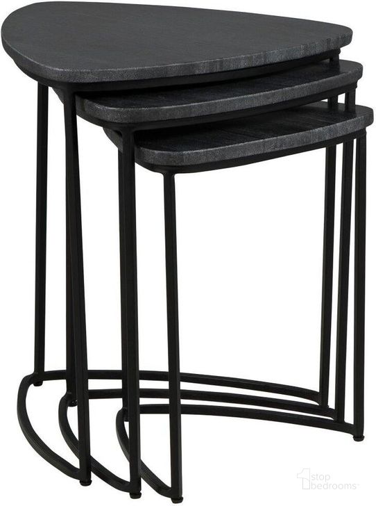 The appearance of Olinmere Matte Black Accent Table Set Of 3 designed by Signature Design by Ashley in the transitional interior design. This black piece of furniture  was selected by 1StopBedrooms from Olinmere Collection to add a touch of cosiness and style into your home. Sku: A4000539. Material: Marble. Product Type: Accent Table. Image1