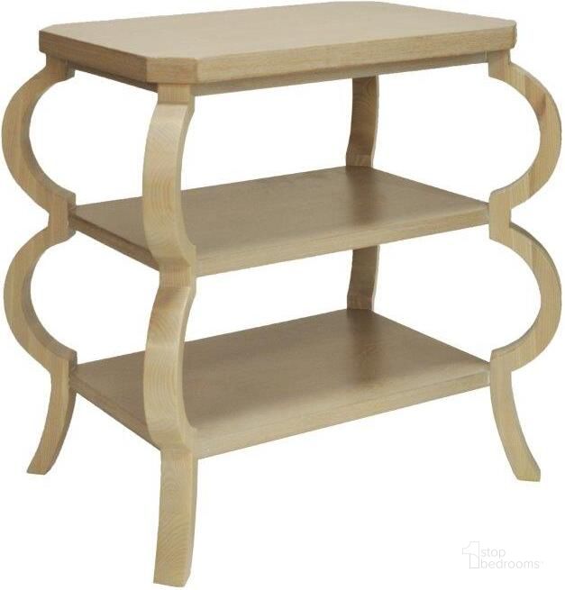 The appearance of Olive Cerused Oak 3 Tier Side Table designed by Worlds Away in the modern / contemporary interior design. This beige piece of furniture  was selected by 1StopBedrooms from Olive Collection to add a touch of cosiness and style into your home. Sku: OLIVE CO. Product Type: Side Table. Material: MDF.