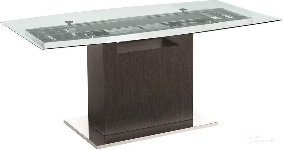 The appearance of Olivia Dining Table With Gray Oak Base and Clear Top designed by Casabianca Home in the modern / contemporary interior design. This clear piece of furniture  was selected by 1StopBedrooms from Olivia Collection to add a touch of cosiness and style into your home. Sku: TC-MFIX03OAKCLR. Table Base Style: Pedestal. Material: Glass. Product Type: Dining Table. Table Top Shape: Rectangular.