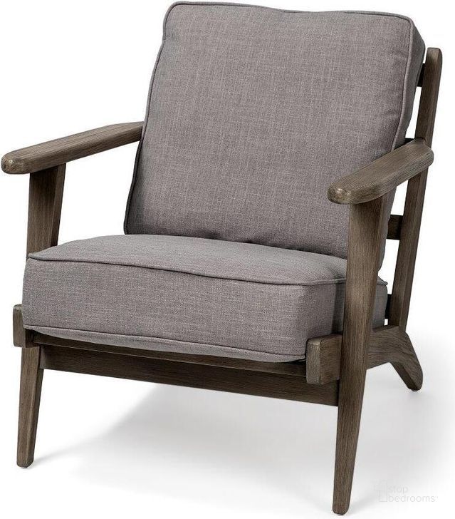 The appearance of Olympus Ii Flint Gray Fabric Covered Wooden Frame Accent Chair designed by Mercana in the modern / contemporary interior design. This flint gray piece of furniture  was selected by 1StopBedrooms from Olympus Collection to add a touch of cosiness and style into your home. Sku: 68185. Material: Wood. Product Type: Accent Chair. Image1