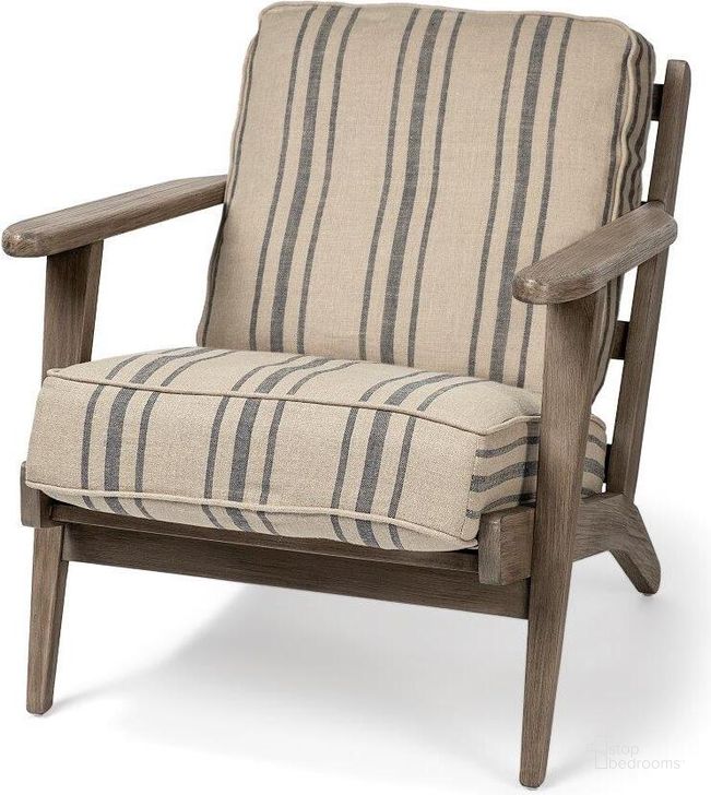 The appearance of Olympus Iii Striped Brown Jute Wrapped Wooden Frame Accent Chair designed by Mercana in the modern / contemporary interior design. This light brown piece of furniture  was selected by 1StopBedrooms from Olympus Collection to add a touch of cosiness and style into your home. Sku: 68186. Material: Wood. Product Type: Accent Chair. Image1