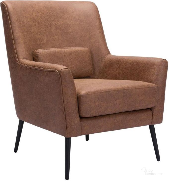 The appearance of Ontario Accent Chair Vintage Brown designed by Zuo Modern in the modern / contemporary interior design. This vintage brown piece of furniture  was selected by 1StopBedrooms from Ontario Collection to add a touch of cosiness and style into your home. Sku: 109049. Product Type: Accent Chair. Material: Plywood. Image1