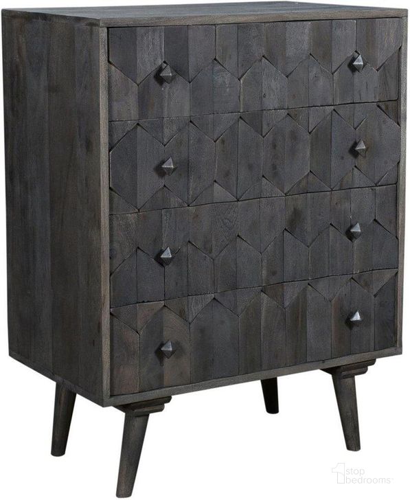 The appearance of Onyx Chest In Dark Gray designed by Moti in the traditional interior design. This dark gray piece of furniture  was selected by 1StopBedrooms from Onyx Collection to add a touch of cosiness and style into your home. Sku: 90125001. Material: Wood. Product Type: Chest. Image1