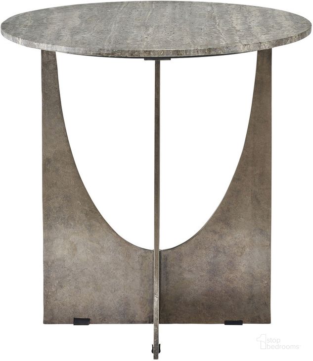 The appearance of Op Art End Table In Gray designed by Universal in the transitional interior design. This gray piece of furniture  was selected by 1StopBedrooms from  to add a touch of cosiness and style into your home. Sku: U119802D. Product Type: End Table. Image1