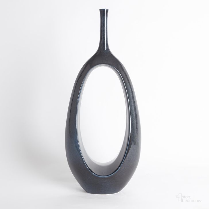 The appearance of Open Oval Ring Large Vase In Celestial designed by Global Views in the modern / contemporary interior design. This black piece of furniture  was selected by 1StopBedrooms from Open Collection to add a touch of cosiness and style into your home. Sku: 1.1005. Material: Ceramic. Product Type: Vase. Image1