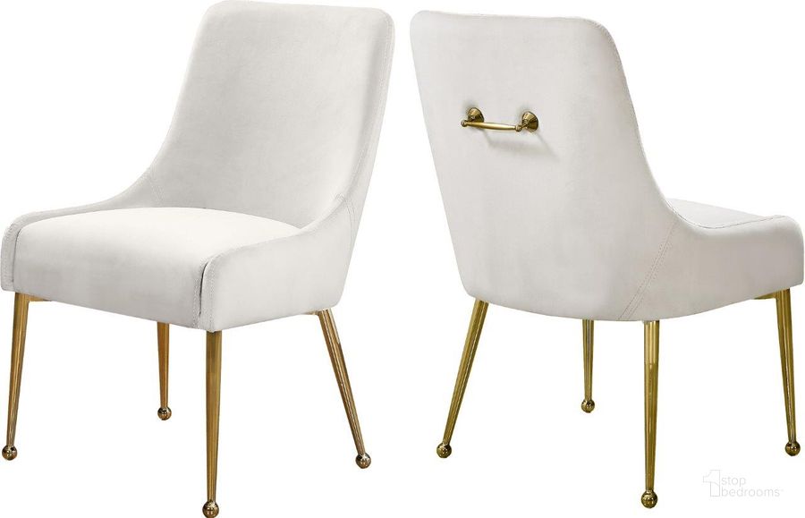 The appearance of Oppland Cream Velvet Dining Chair Set of 2 designed by Furnique in the modern / contemporary interior design. This cream velvet piece of furniture  was selected by 1StopBedrooms from Oppland Collection to add a touch of cosiness and style into your home. Sku: 744Cream. Product Type: Dining Chair. Material: Velvet. Image1