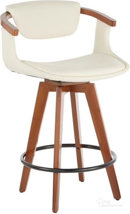 The appearance of Oracle Mid-Century Modern Counter Stool In Walnut Bamboo And Cream Faux Leather designed by Lumisource in the transitional interior design. This walnut piece of furniture  was selected by 1StopBedrooms from Oracle Collection to add a touch of cosiness and style into your home. Sku: B26-ORACLE WLCR. Product Type: Barstool. Material: Bamboo. Image1