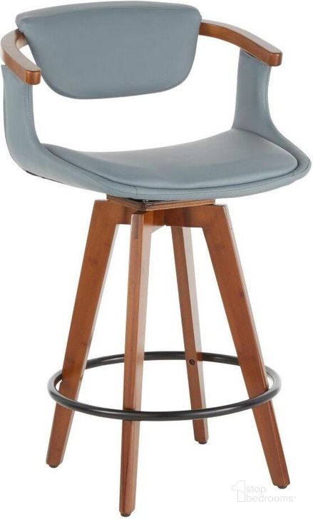 The appearance of Oracle Mid-Century Modern Counter Stool In Walnut Bamboo And Grey Faux Leather designed by Lumisource in the transitional interior design. This walnut piece of furniture  was selected by 1StopBedrooms from Oracle Collection to add a touch of cosiness and style into your home. Sku: B26-ORACLE WLGY. Product Type: Barstool. Material: Bamboo. Image1
