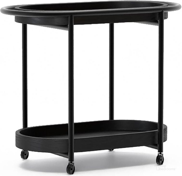 The appearance of Orbit Bar Cart In Black designed by Union Home Furniture in the modern / contemporary interior design. This black piece of furniture  was selected by 1StopBedrooms from Orbit Collection to add a touch of cosiness and style into your home. Sku: DIN00240. Material: Steel. Product Type: Bar Cart. Image1