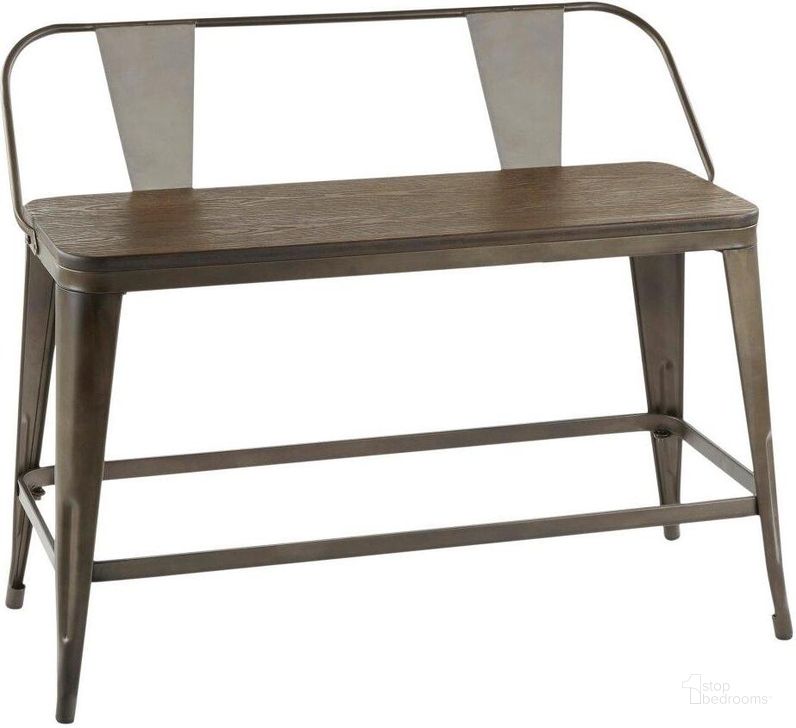 The appearance of Oregon Industrial Counter Bench In Antique Metal And Espresso Wood-Pressed Grain Bamboo designed by Lumisource in the industrial interior design. This antique metal piece of furniture  was selected by 1StopBedrooms from Oregon Collection to add a touch of cosiness and style into your home. Sku: BC26-OR ANE. Product Type: Barstool. Material: Bamboo. Image1