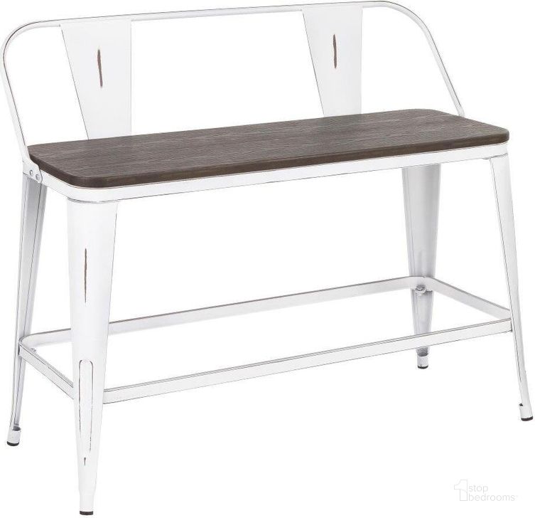 The appearance of Oregon Industrial Counter Bench In Vintage White Metal And Espresso Wood-Pressed Grain Bamboo designed by Lumisource in the industrial interior design. This vintage white piece of furniture  was selected by 1StopBedrooms from Oregon Collection to add a touch of cosiness and style into your home. Sku: BC26-OR VWE. Product Type: Barstool. Material: Bamboo. Image1