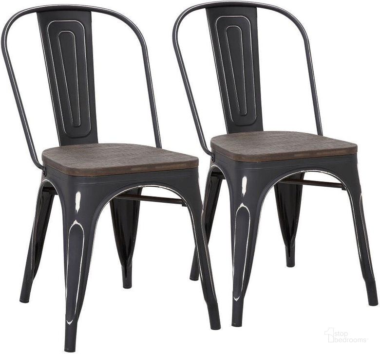 The appearance of Oregon Industrial-Farmhouse Stackable Dining Chair In Vintage Black Metal And Espresso Wood-Pressed Grain Bamboo - Set Of 2 designed by Lumisource in the industrial interior design. This vintage piece of furniture  was selected by 1StopBedrooms from Oregon Collection to add a touch of cosiness and style into your home. Sku: DC-OR VBK+E2. Product Type: Dining Chair. Material: Bamboo. Image1