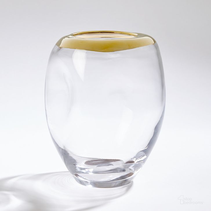 The appearance of Organic Formed Medium Vase In Gold Rim designed by Global Views in the modern / contemporary interior design. This clear piece of furniture  was selected by 1StopBedrooms from Organic Collection to add a touch of cosiness and style into your home. Sku: EN6.60002. Material: Glass. Product Type: Vase. Image1