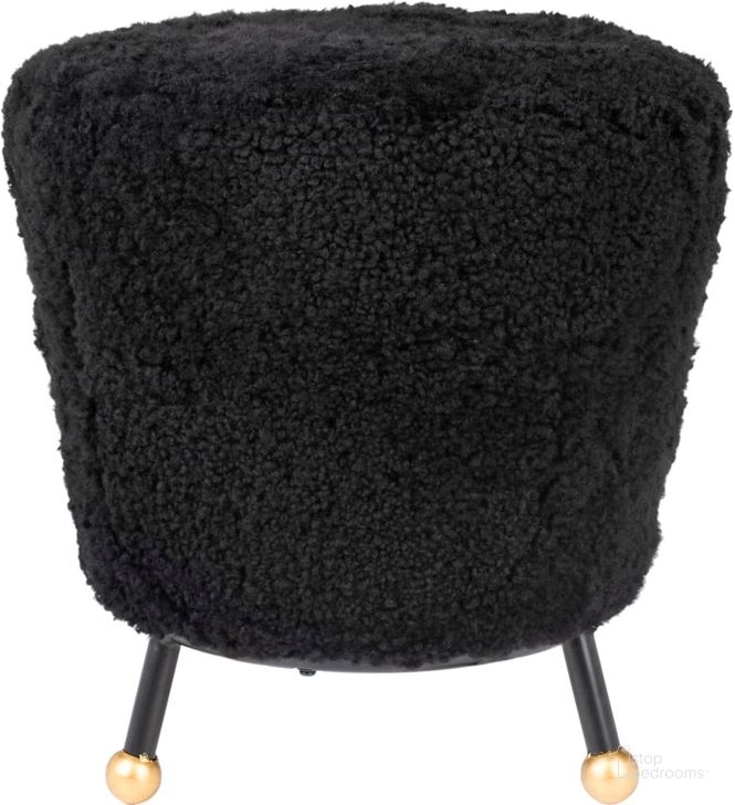 The appearance of Oriana Black Retro Sheepskin Ottoman designed by Safavieh in the transitional interior design. This black piece of furniture  was selected by 1StopBedrooms from Oriana Collection to add a touch of cosiness and style into your home. Sku: FOX6261B. Product Type: Ottoman. Material: Iron. Image1