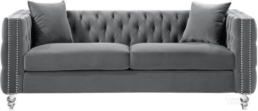 The appearance of Orina Gray Sofa designed by Homelegance in the modern / contemporary interior design. This gray piece of furniture  was selected by 1StopBedrooms from Orina Collection to add a touch of cosiness and style into your home. Sku: 9349GRY-3. Product Type: Sofa. Material: Velvet. Image1