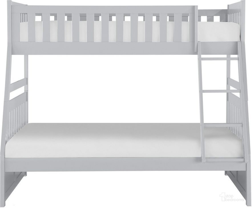 The appearance of Orion Gray Twin Over Full Bunk Bed designed by Homelegance in the transitional interior design. This gray piece of furniture  was selected by 1StopBedrooms from Orion Collection to add a touch of cosiness and style into your home. Sku: B2063TF-1;B2063TF-2;B2063TF-SL. Bed Type: Bunk Bed. Product Type: Bunk Bed. Bed Size: Twin Over Full. Image1