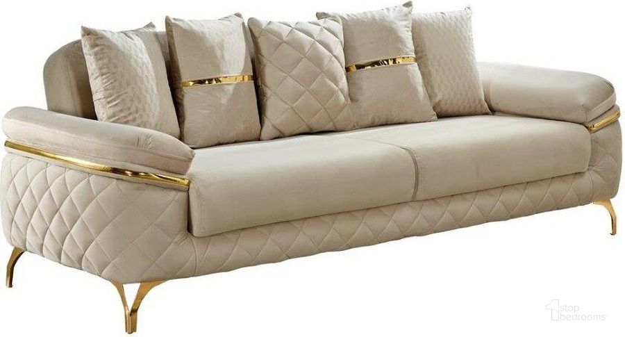 The appearance of Orlando 3 Seat Sofa In Cream designed by Furnia in the  interior design. This cream piece of furniture  was selected by 1StopBedrooms from Orlando Collection to add a touch of cosiness and style into your home. Sku: 101-ORL-BBF03-3. Material: Wood. Product Type: Sofa. Image1