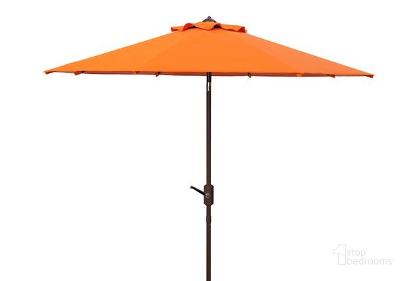 The appearance of Ortega 9 Ft Crank Umbrella in Orange designed by Safavieh in the modern / contemporary interior design. This orange piece of furniture  was selected by 1StopBedrooms from Ortega Collection to add a touch of cosiness and style into your home. Sku: PAT8001O. Material: Metal. Product Type: Umbrella. Image1