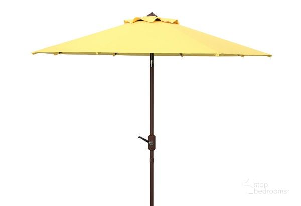 The appearance of Ortega 9 Ft Crank Umbrella in Yellow designed by Safavieh in the modern / contemporary interior design. This yellow piece of furniture  was selected by 1StopBedrooms from Ortega Collection to add a touch of cosiness and style into your home. Sku: PAT8001Y. Material: Metal. Product Type: Umbrella. Image1