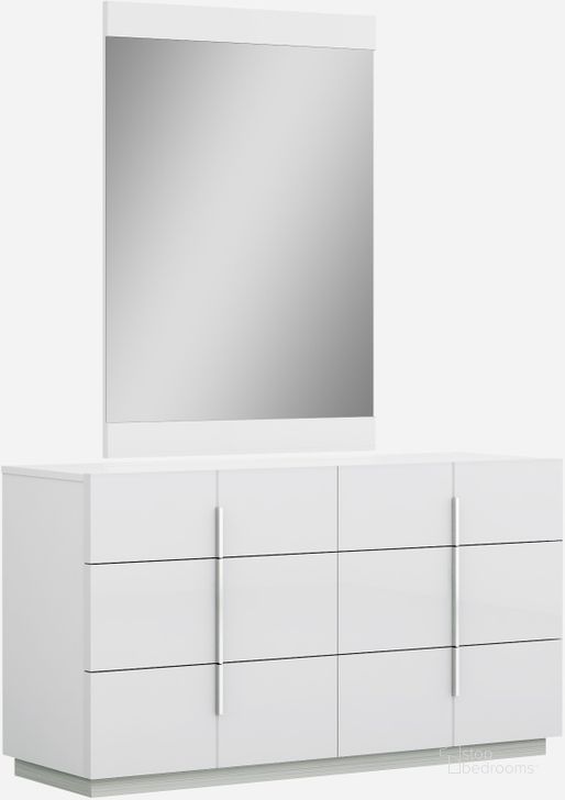The appearance of Oslo Mirror designed by J&M in the modern / contemporary interior design. This white piece of furniture  was selected by 1StopBedrooms from Oslo Collection to add a touch of cosiness and style into your home. Sku: 17485-M. Product Type: Dresser Mirror. Image1