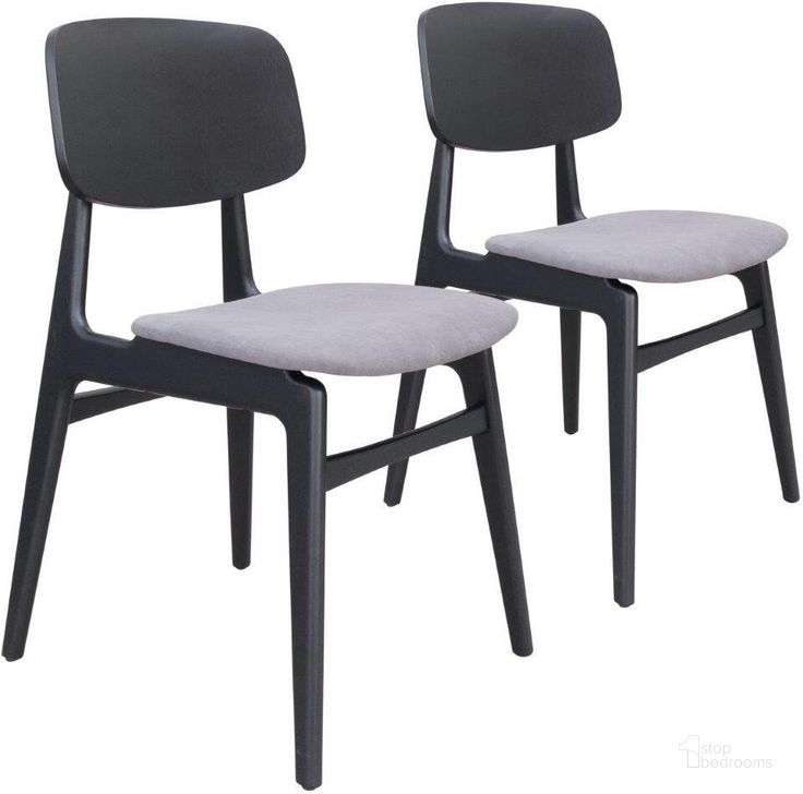 The appearance of Othello Dining Chair Set Of 2 In Gray And Black designed by Zuo Modern in the modern / contemporary interior design. This gray and black piece of furniture  was selected by 1StopBedrooms from Othello Collection to add a touch of cosiness and style into your home. Sku: 109212. Product Type: Dining Chair. Material: Rubberwood. Image1